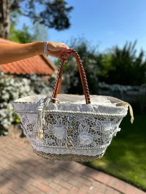 Natural Luxury Floral Crochet Chain Tote Bag