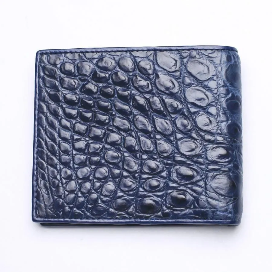 Navy Blue Crocodile Stomach Leather Wallets