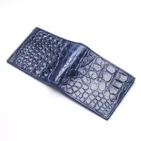 Navy Blue Crocodile Stomach Leather Wallets