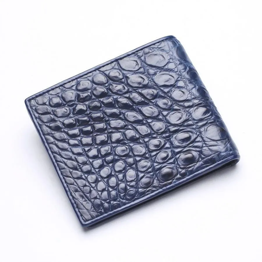 Navy Blue Crocodile Stomach Leather Wallets