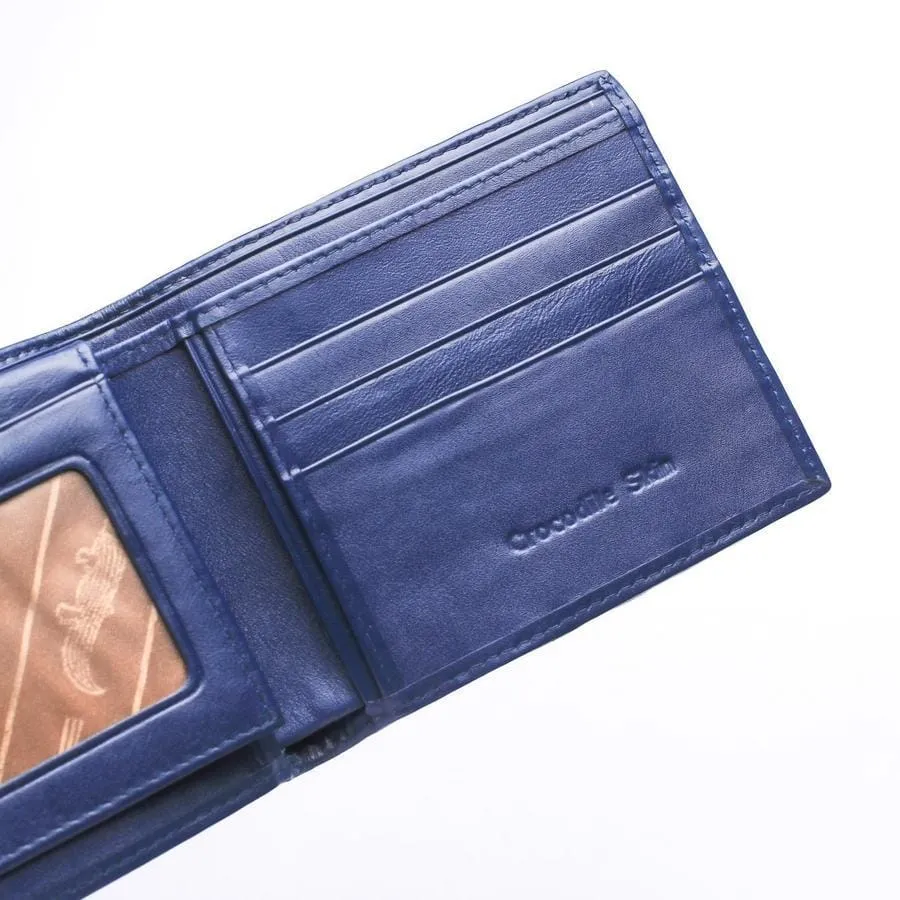 Navy Blue Crocodile Stomach Leather Wallets