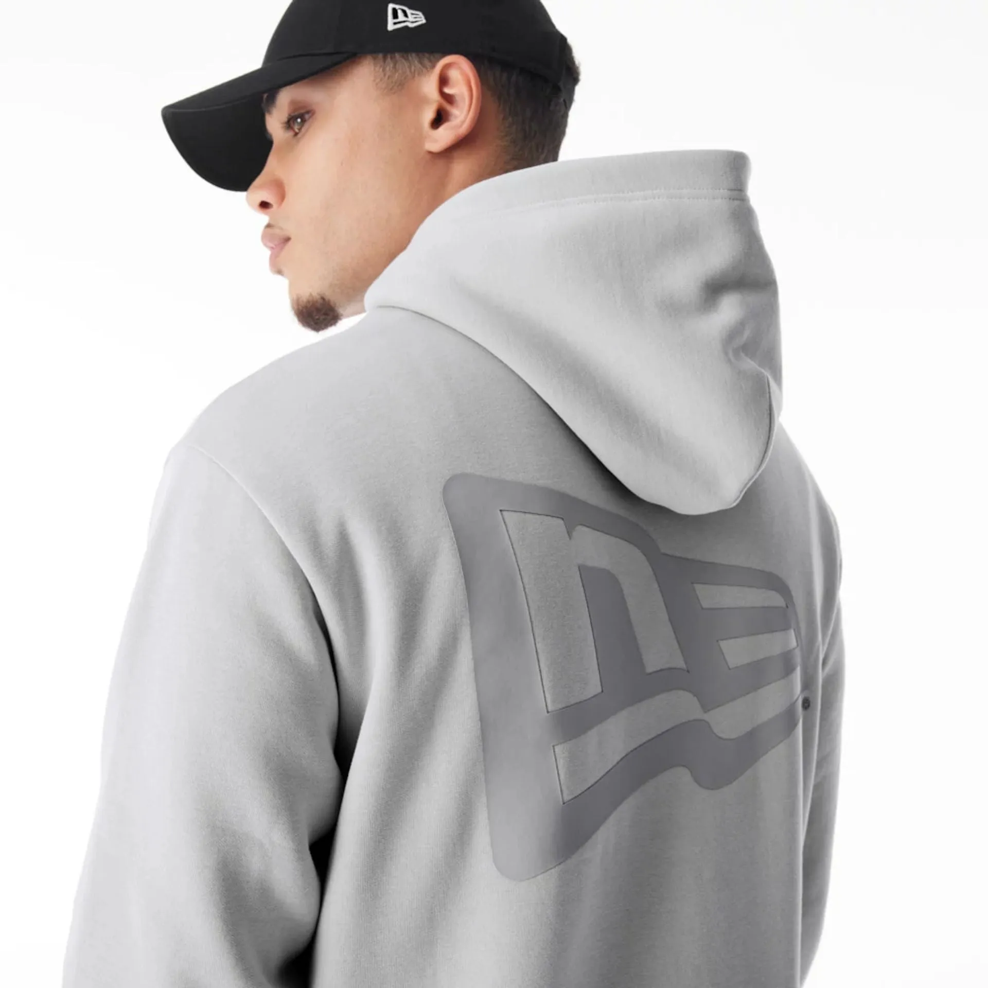 New Era Flag Grey Oversized Pullover Hoodie