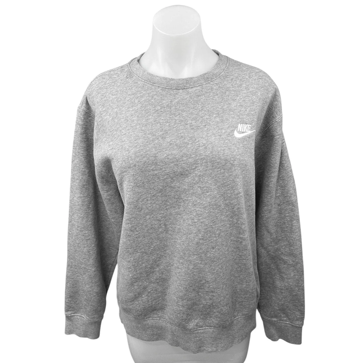 Nike Sportswear Club Women's Gray French Terry Pullover Sweatshirt Sweater Top M