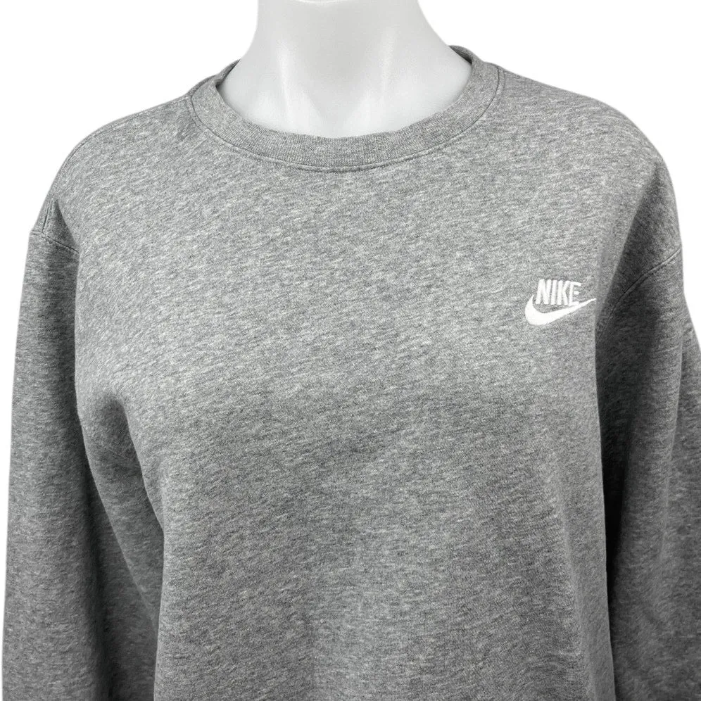 Nike Sportswear Club Women's Gray French Terry Pullover Sweatshirt Sweater Top M