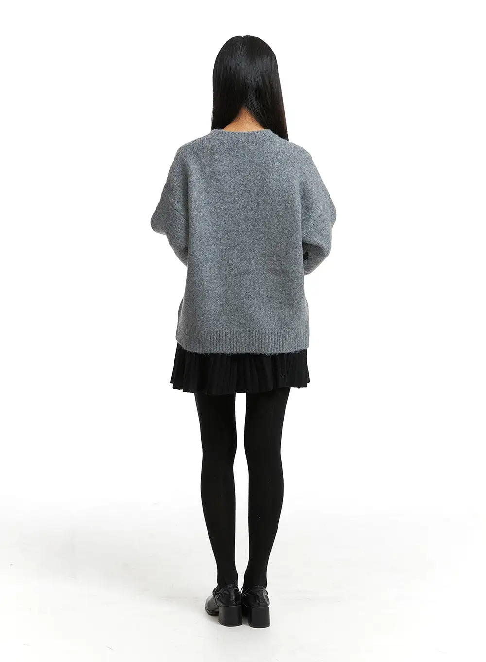 Oversized Black Bow Sweater OJ405