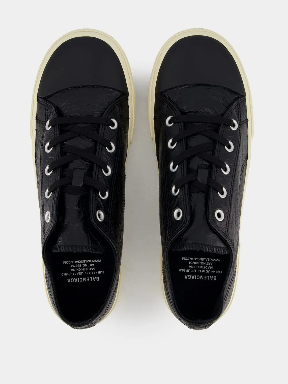 Paris Textured-Leather Black Sneakers