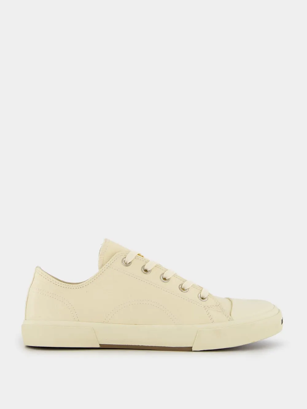 Paris Textured-Leather Cream Sneakers