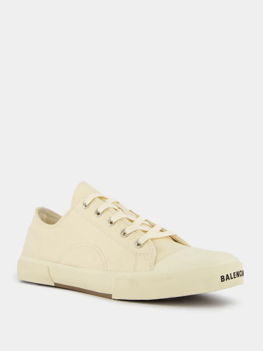 Paris Textured-Leather Cream Sneakers