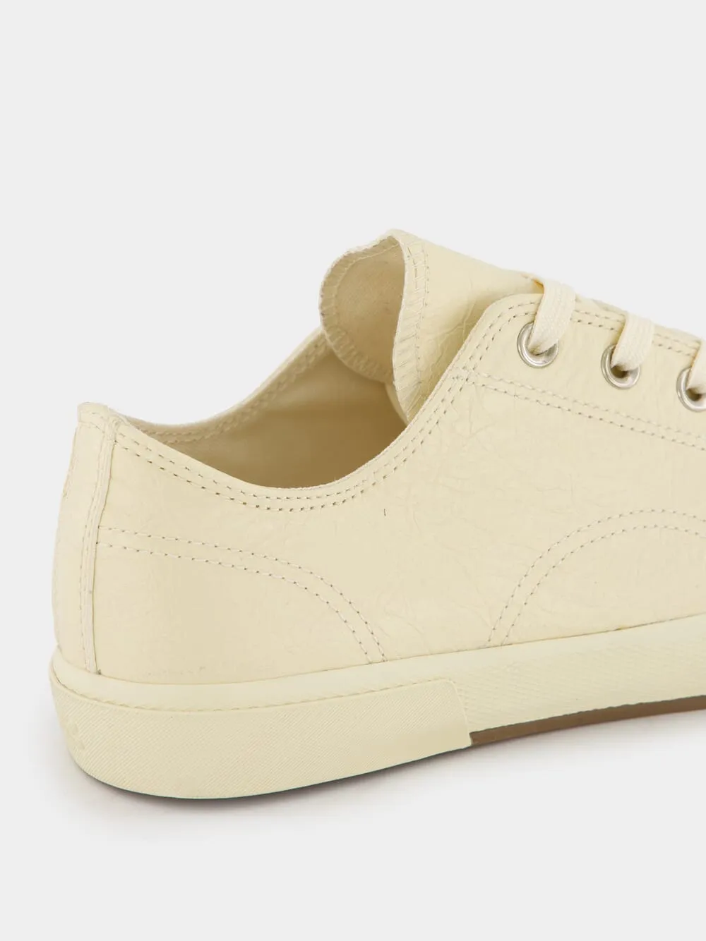 Paris Textured-Leather Cream Sneakers