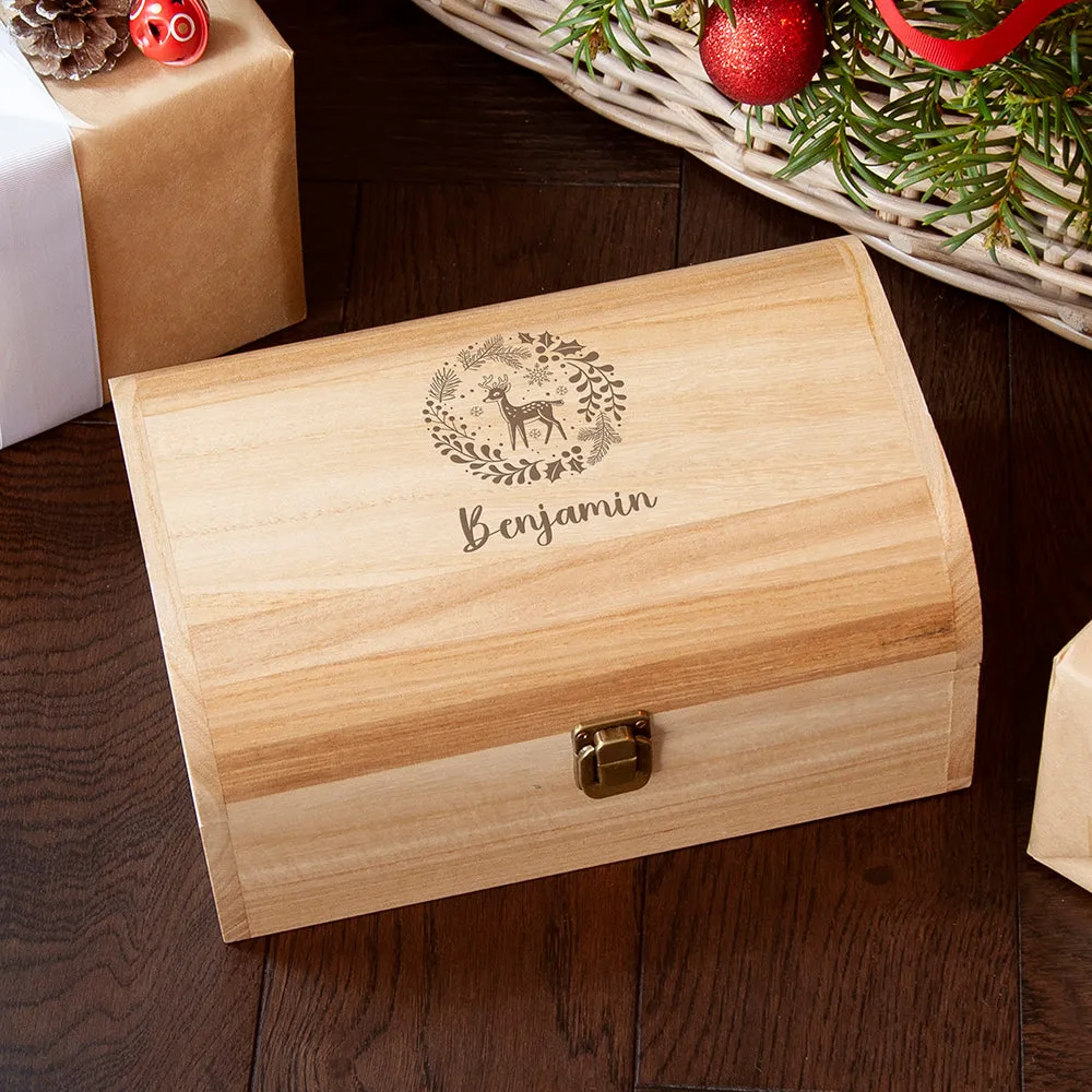 Personalised Christmas Woodland Keepsake Chest