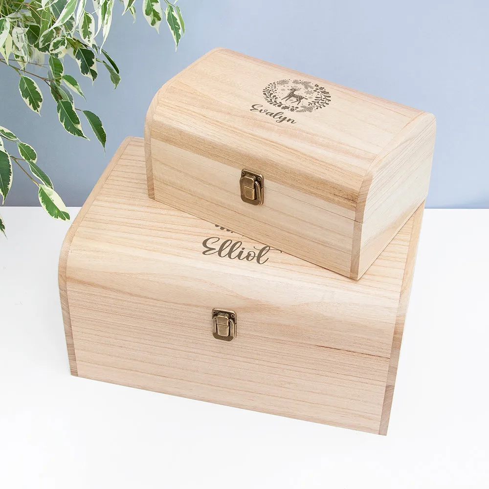 Personalised Christmas Woodland Keepsake Chest