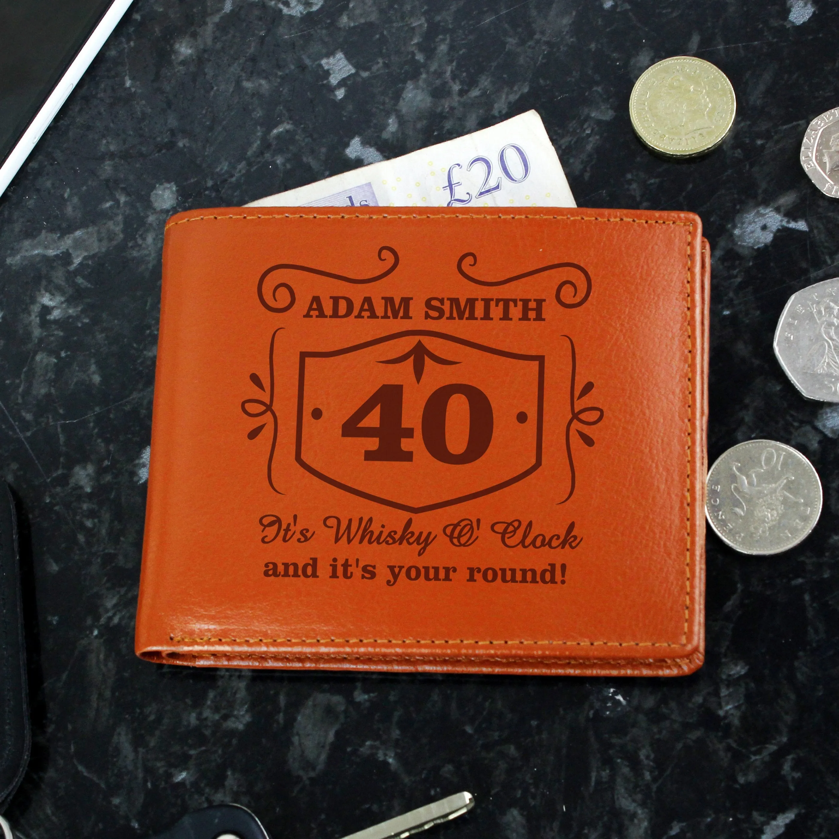 Personalised Classic Whisky Tan Leather Wallet