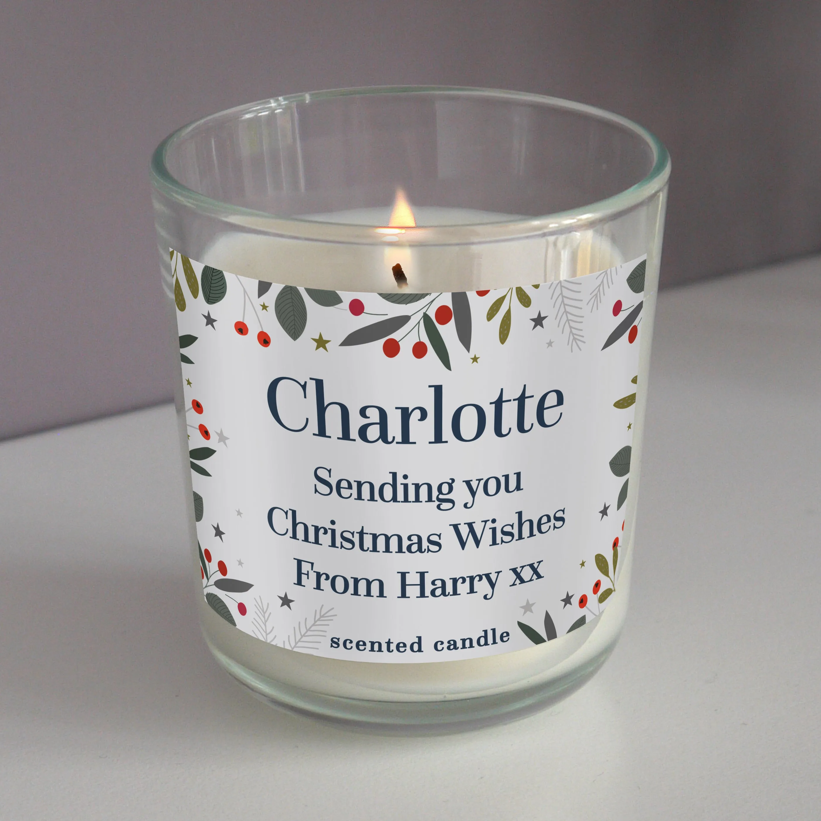 Personalised Festive Christmas Scented Jar Candle