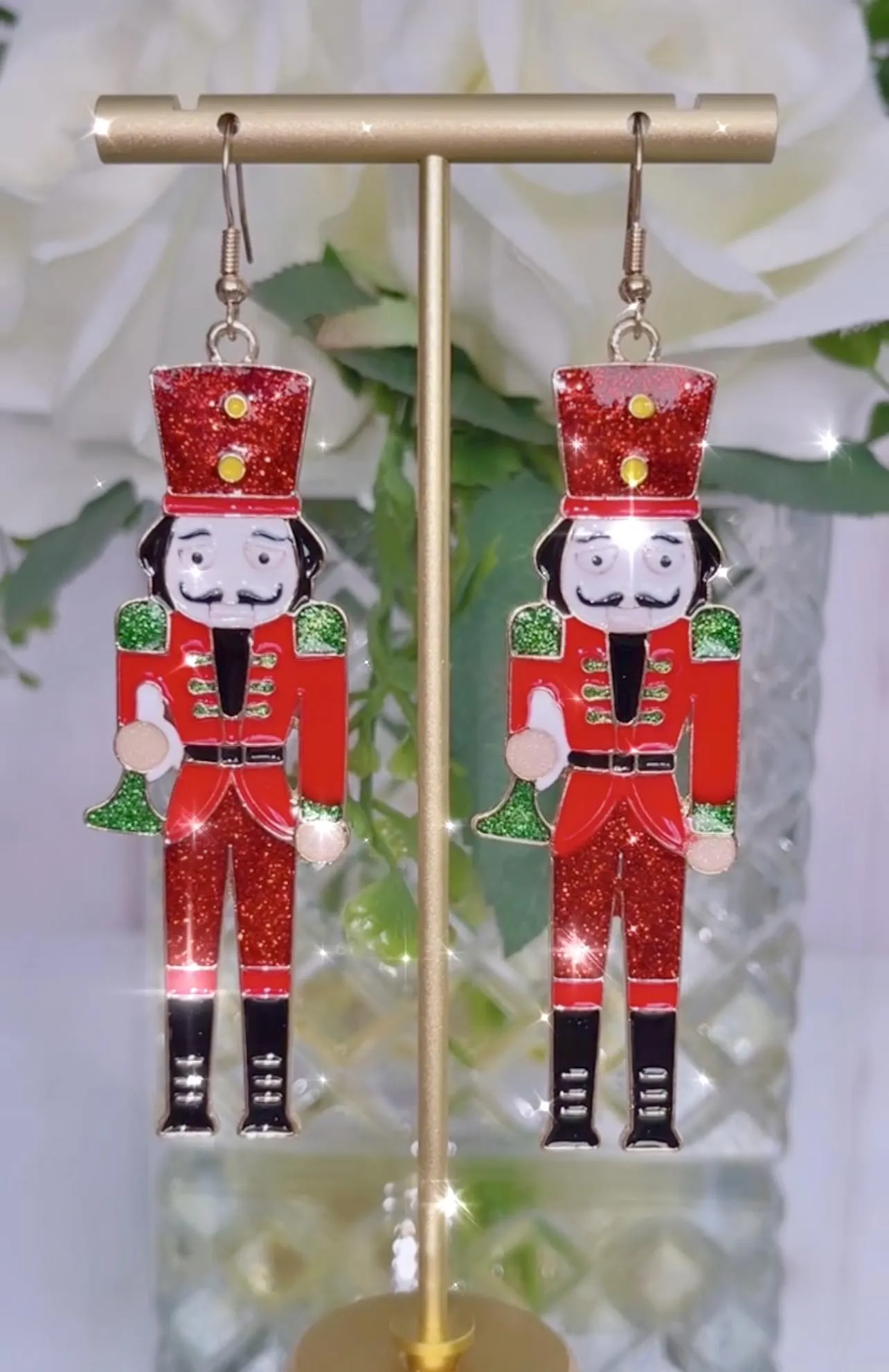 *Red Glitter Nutcracker earrings*