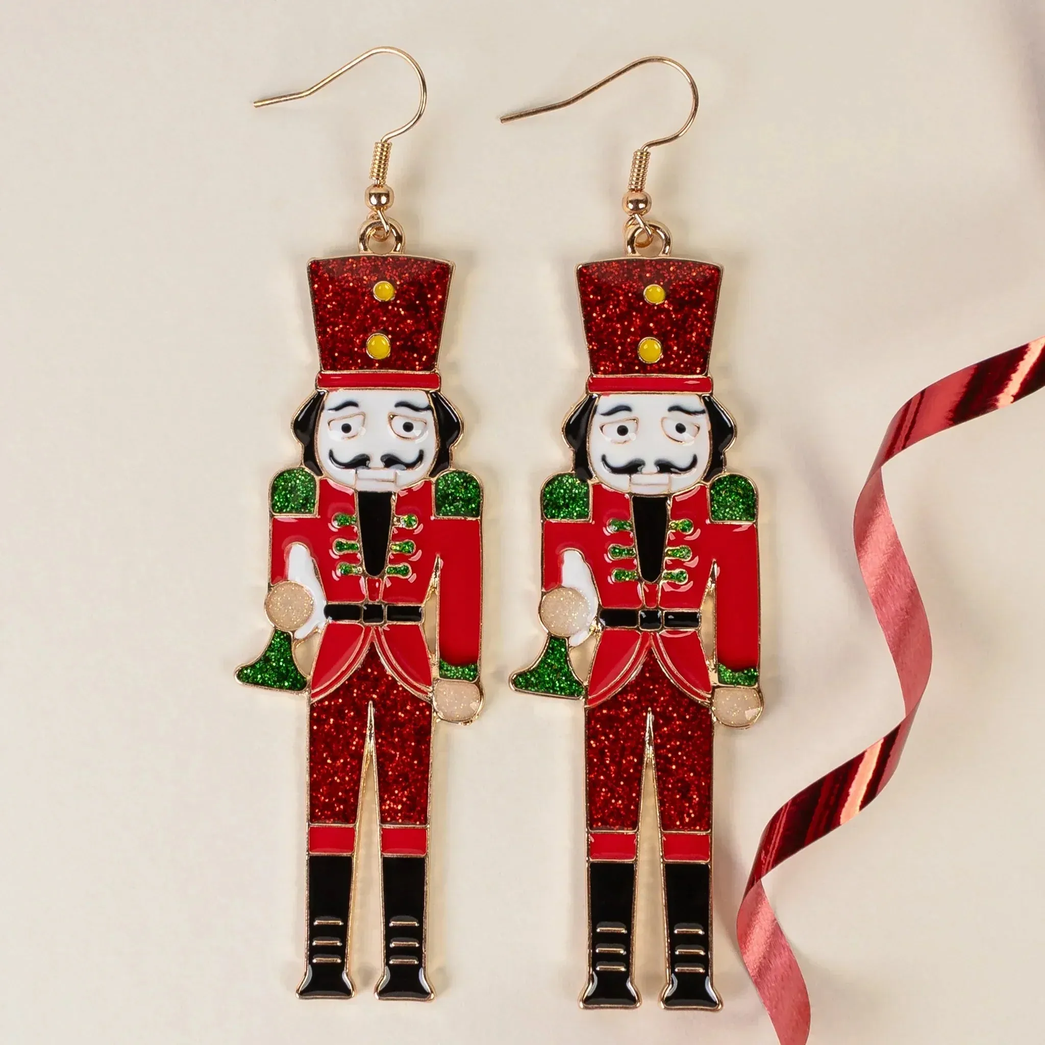 *Red Glitter Nutcracker earrings*