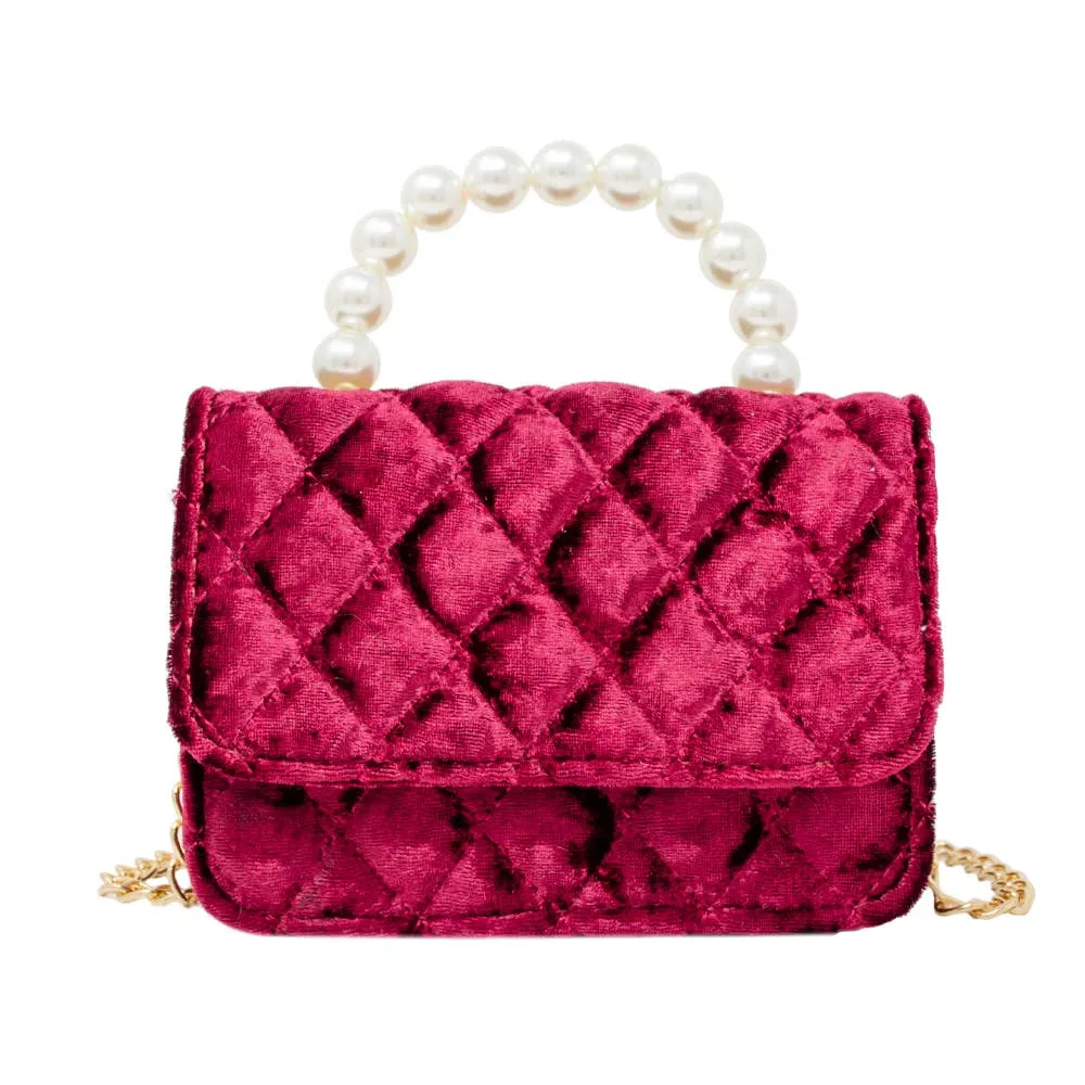 Red Suede Pearl Handbag