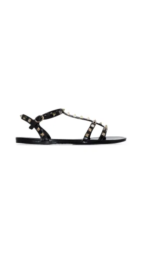 Rockstud Flat Rubber Sandal - Black