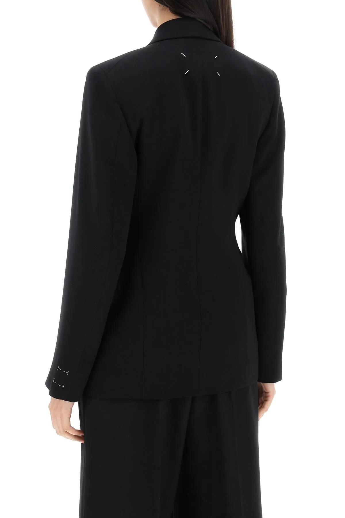 slim-fit wool jacket with a fitted waist S67BN0041 M35032 BLACK