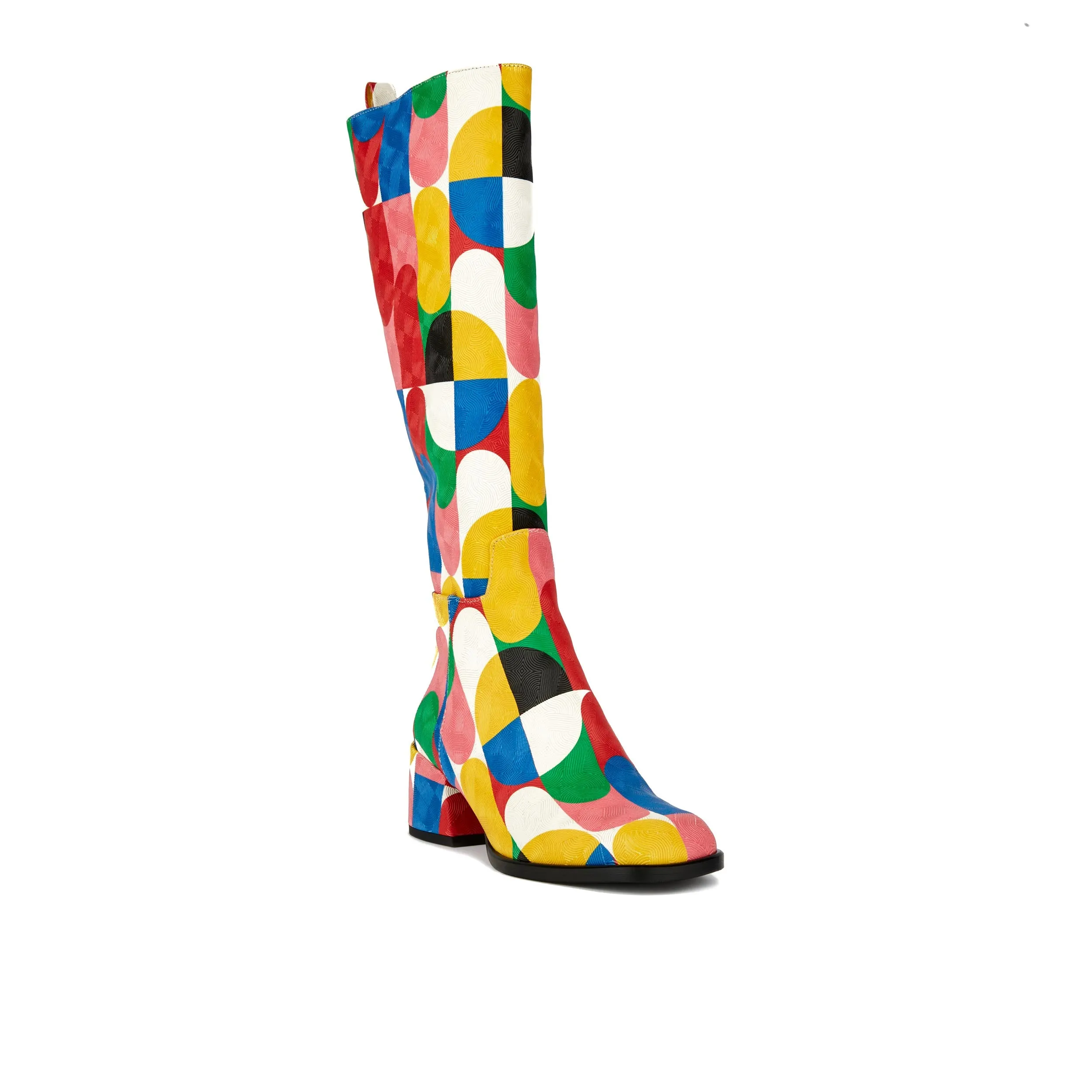 SPRING GROOVY - Women's Italian leather block heel colourful long boot