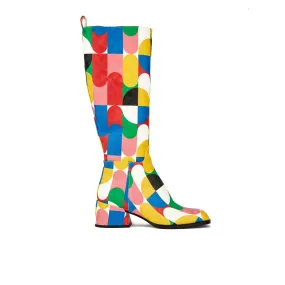 SPRING GROOVY - Women's Italian leather block heel colourful long boot