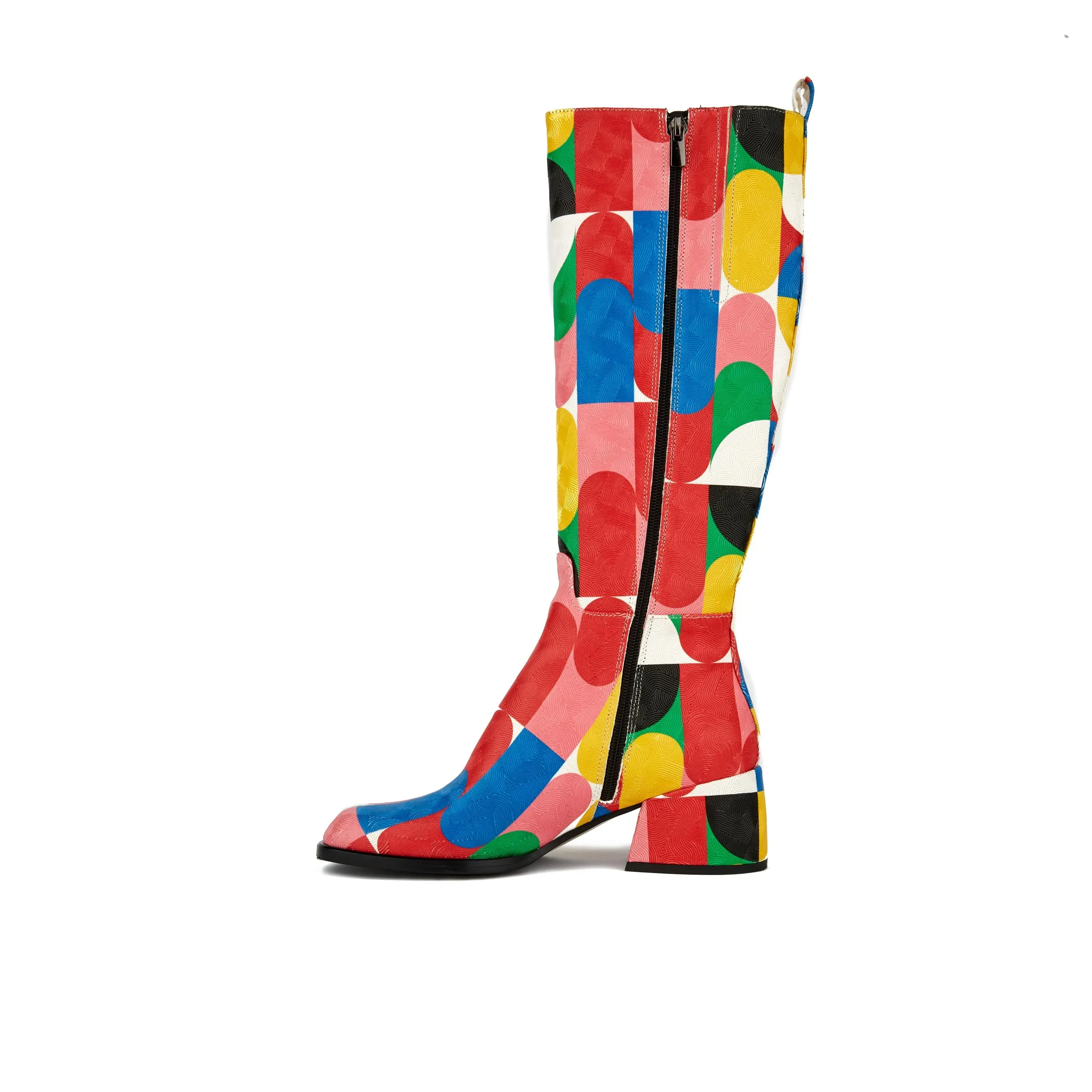 SPRING GROOVY - Women's Italian leather block heel colourful long boot