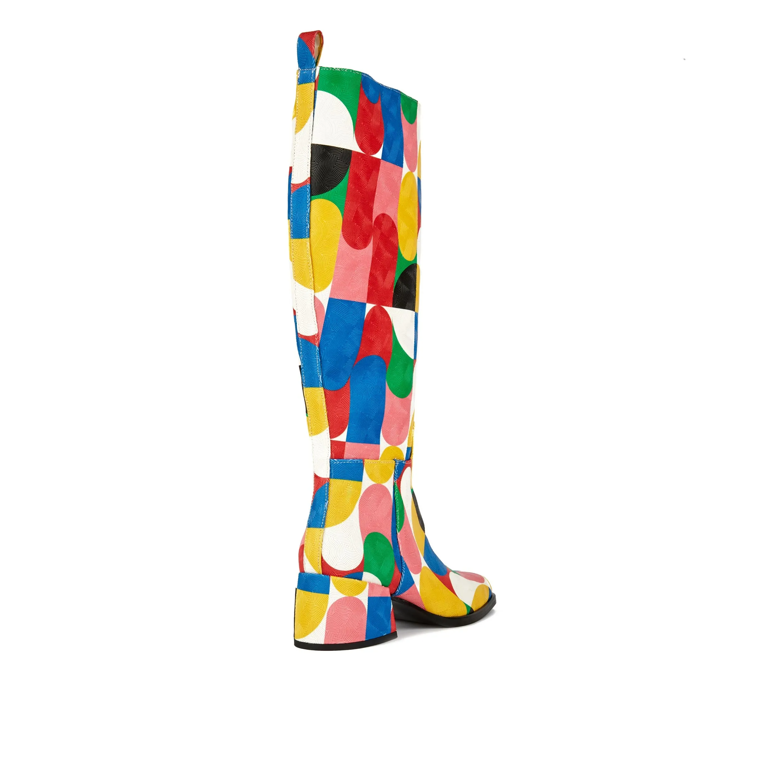 SPRING GROOVY - Women's Italian leather block heel colourful long boot