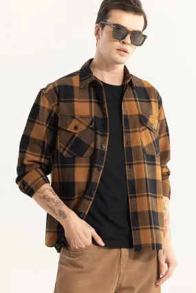 Square Grid Copper Brown Checks Shirt