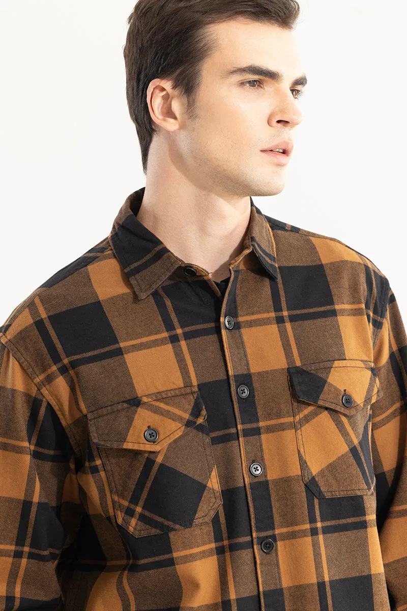 Square Grid Copper Brown Checks Shirt