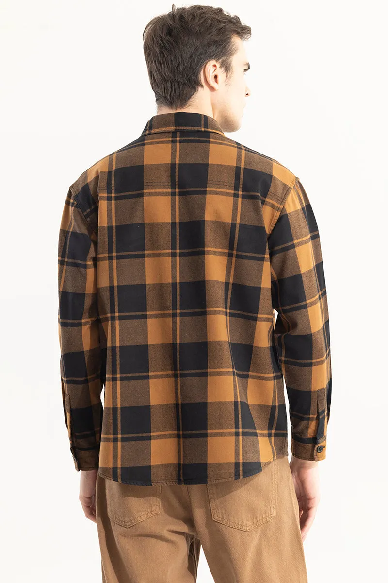 Square Grid Copper Brown Checks Shirt