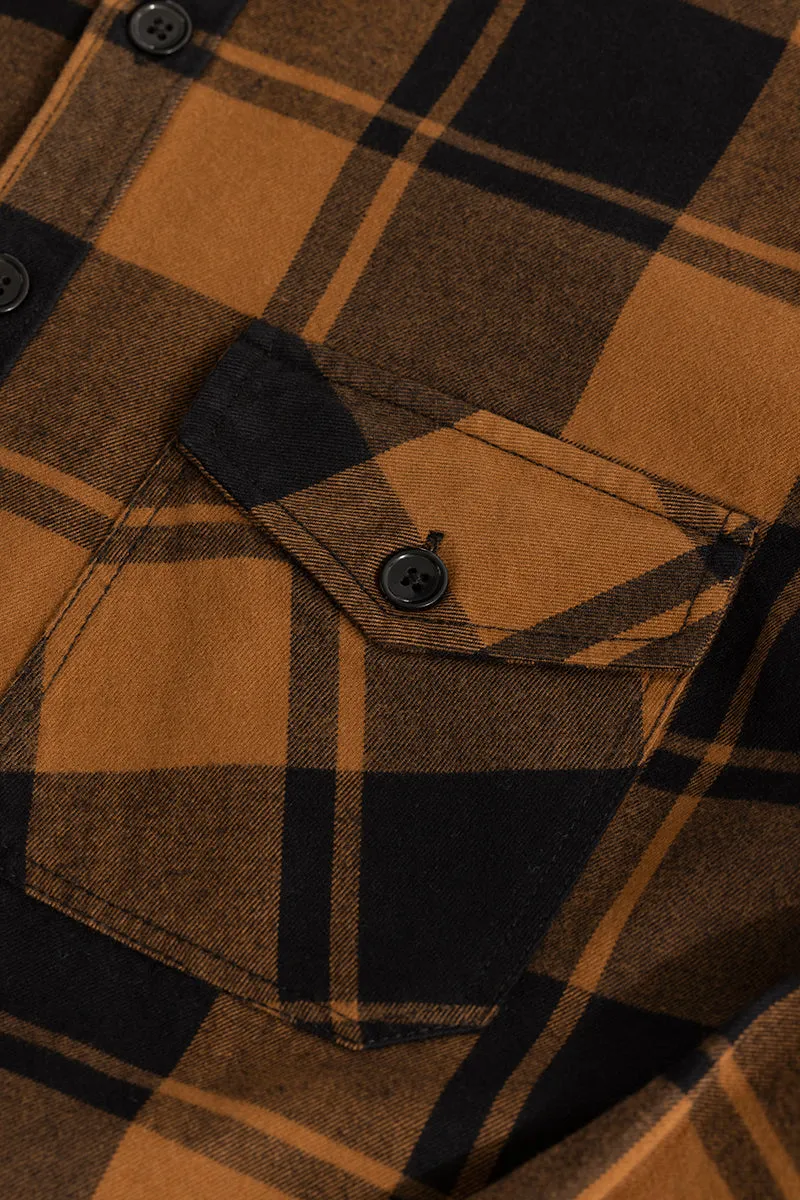 Square Grid Copper Brown Checks Shirt