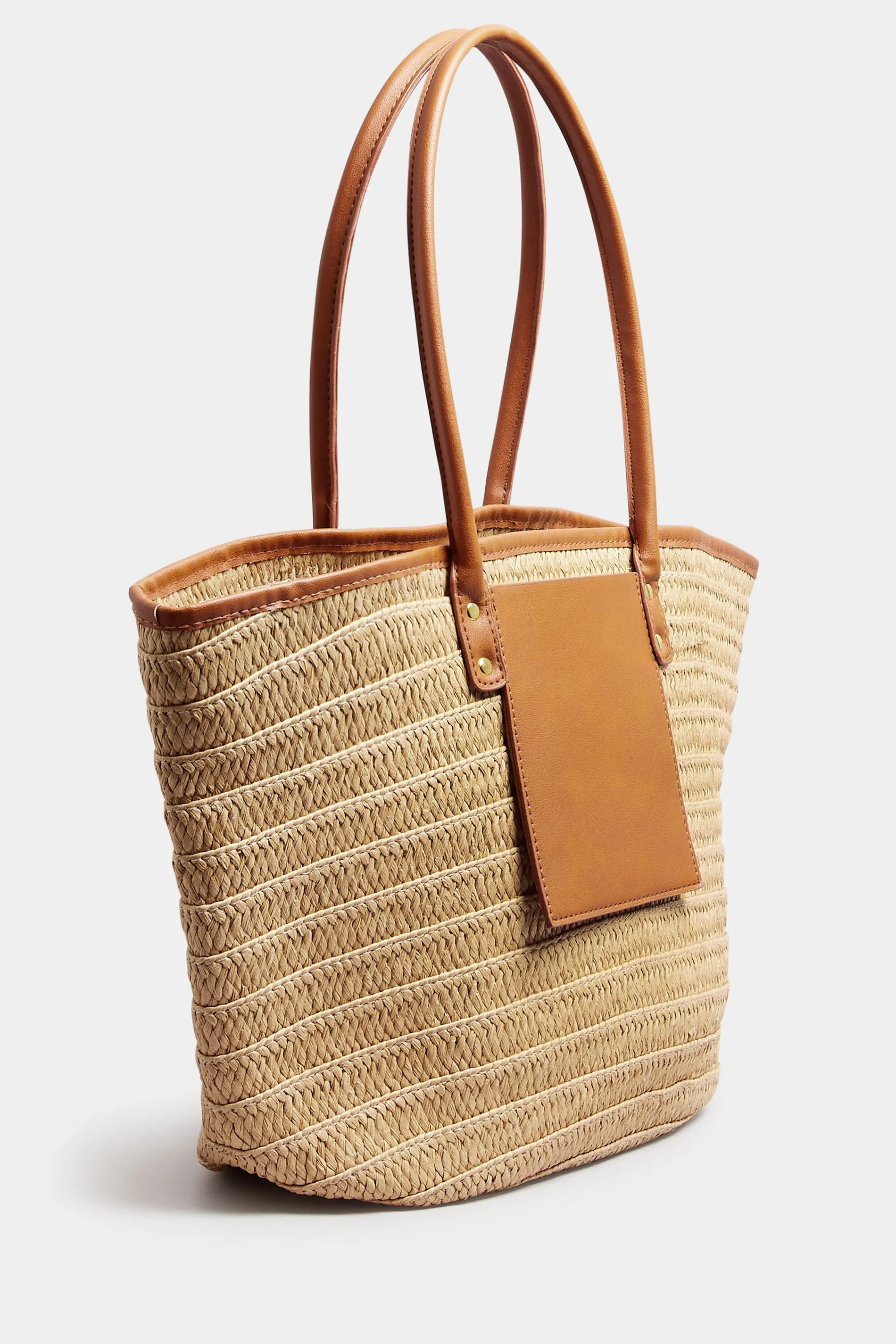 Tan Brown Straw Beach Bag