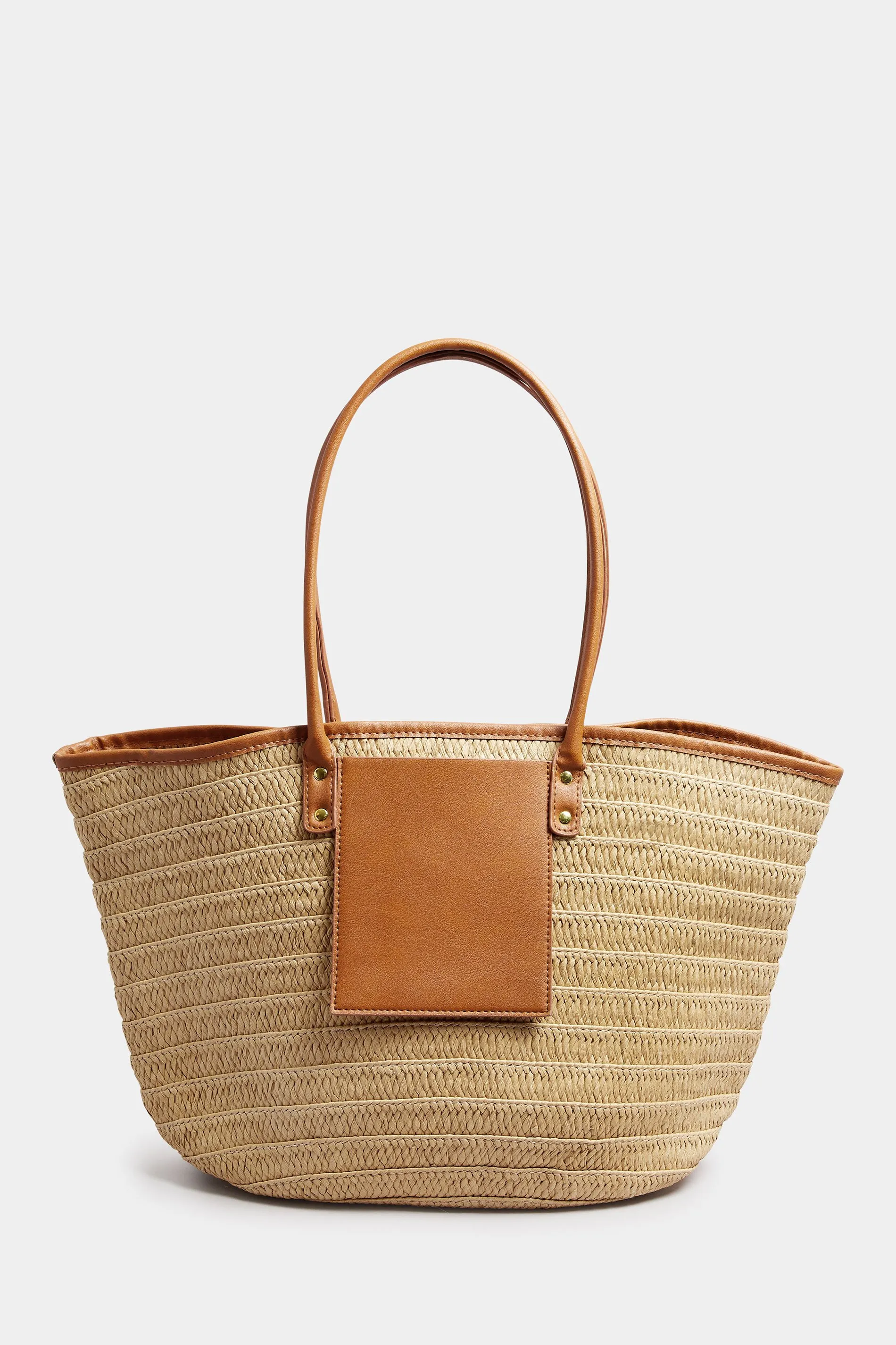 Tan Brown Straw Beach Bag