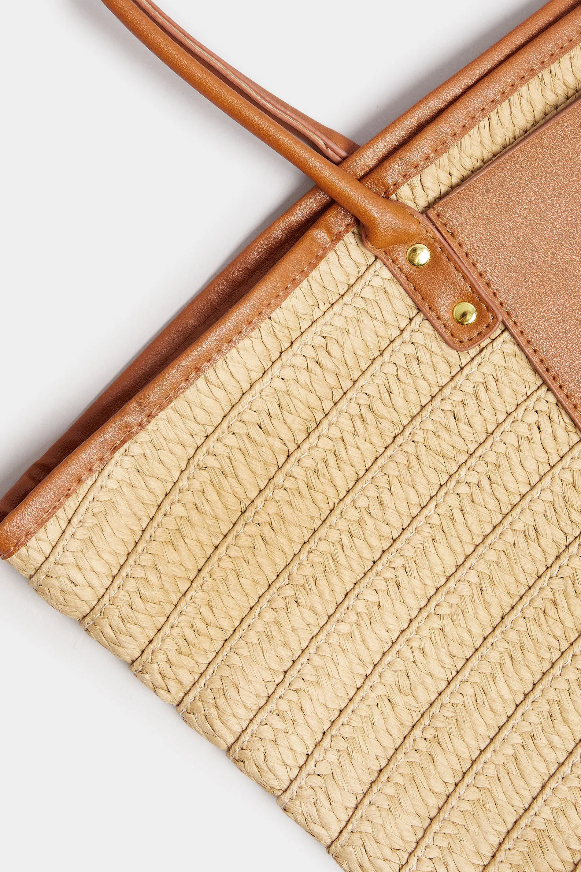 Tan Brown Straw Beach Bag