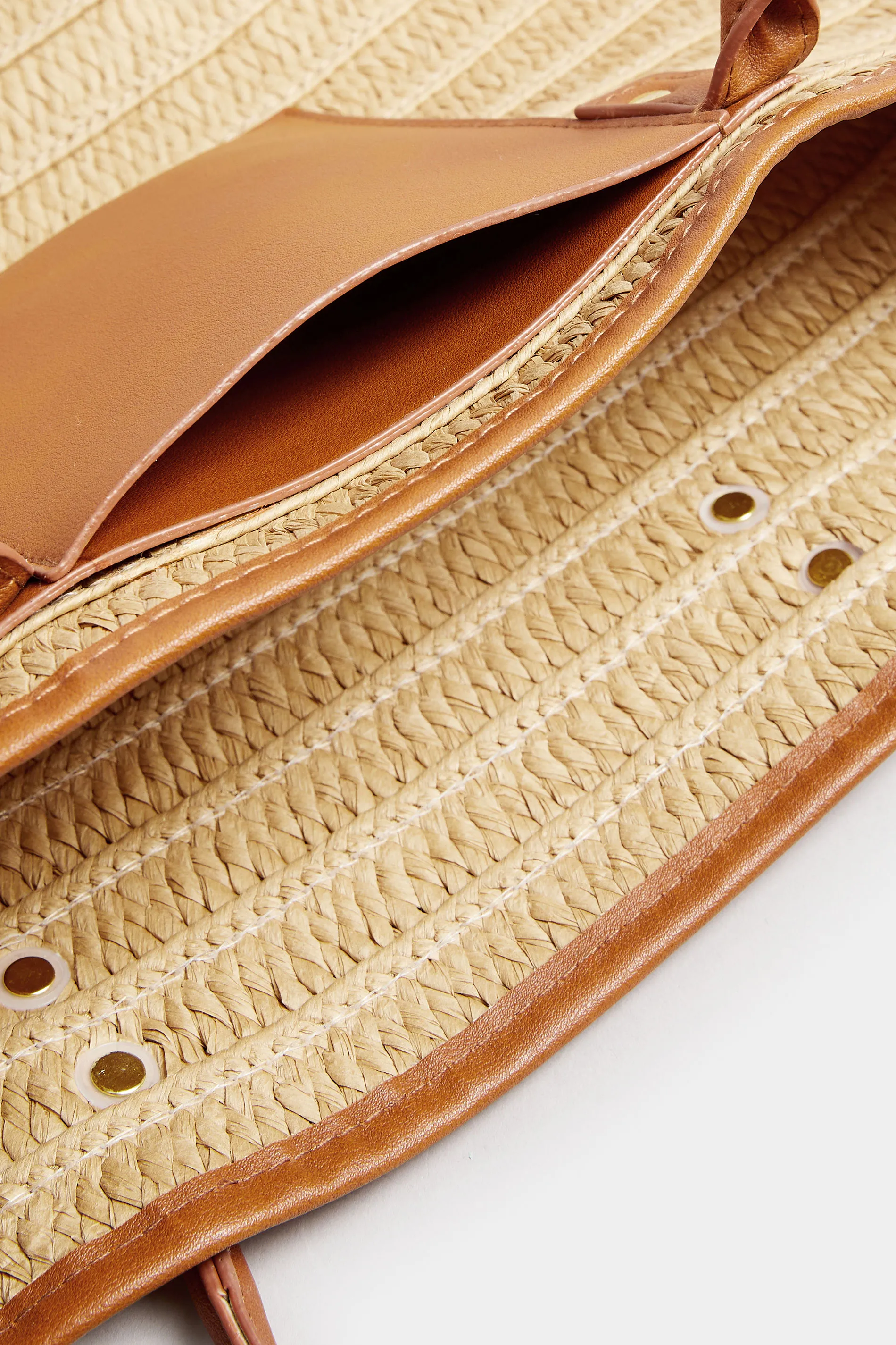 Tan Brown Straw Beach Bag