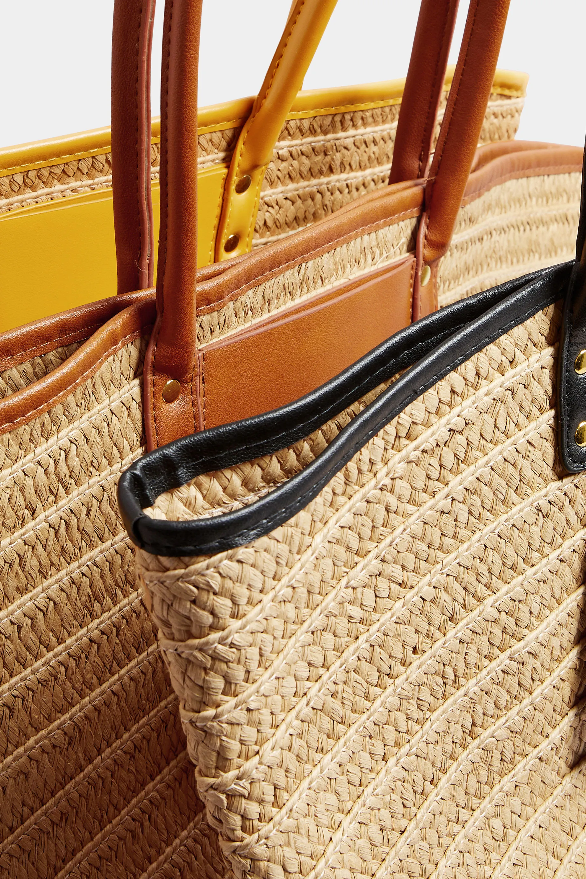 Tan Brown Straw Beach Bag