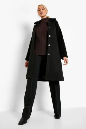 Teddy Faux Fur Sleeve Belted Coat