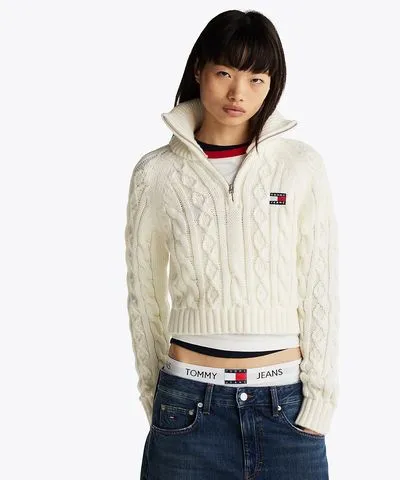 Tommy Hilfiger Women's Cable Knit Quarter-Zip Sweater