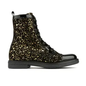 TRAVELLER BLACK GOLD - Women's leather higher ankle boot in gold and black