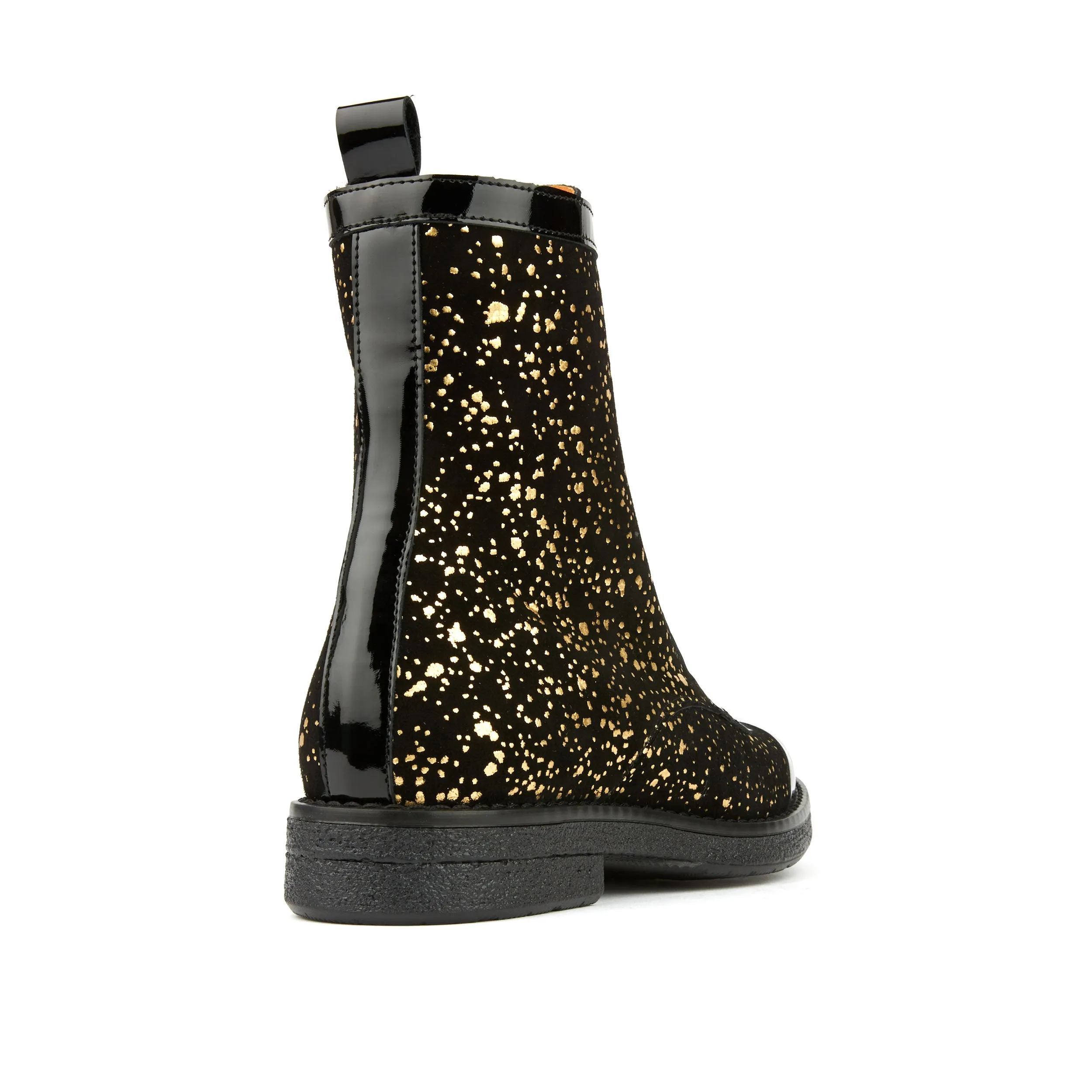 TRAVELLER BLACK GOLD - Women's leather higher ankle boot in gold and black