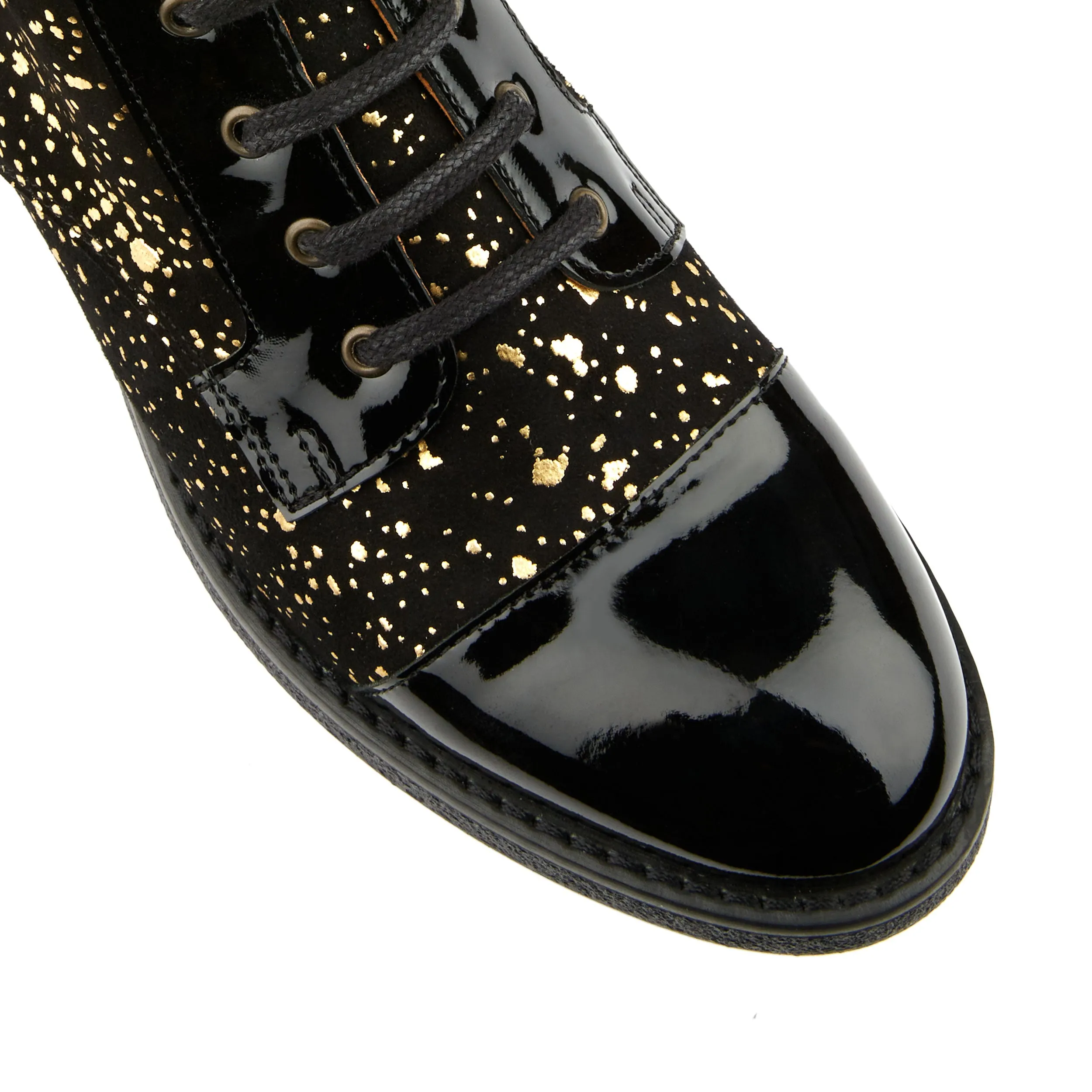 TRAVELLER BLACK GOLD - Women's leather higher ankle boot in gold and black