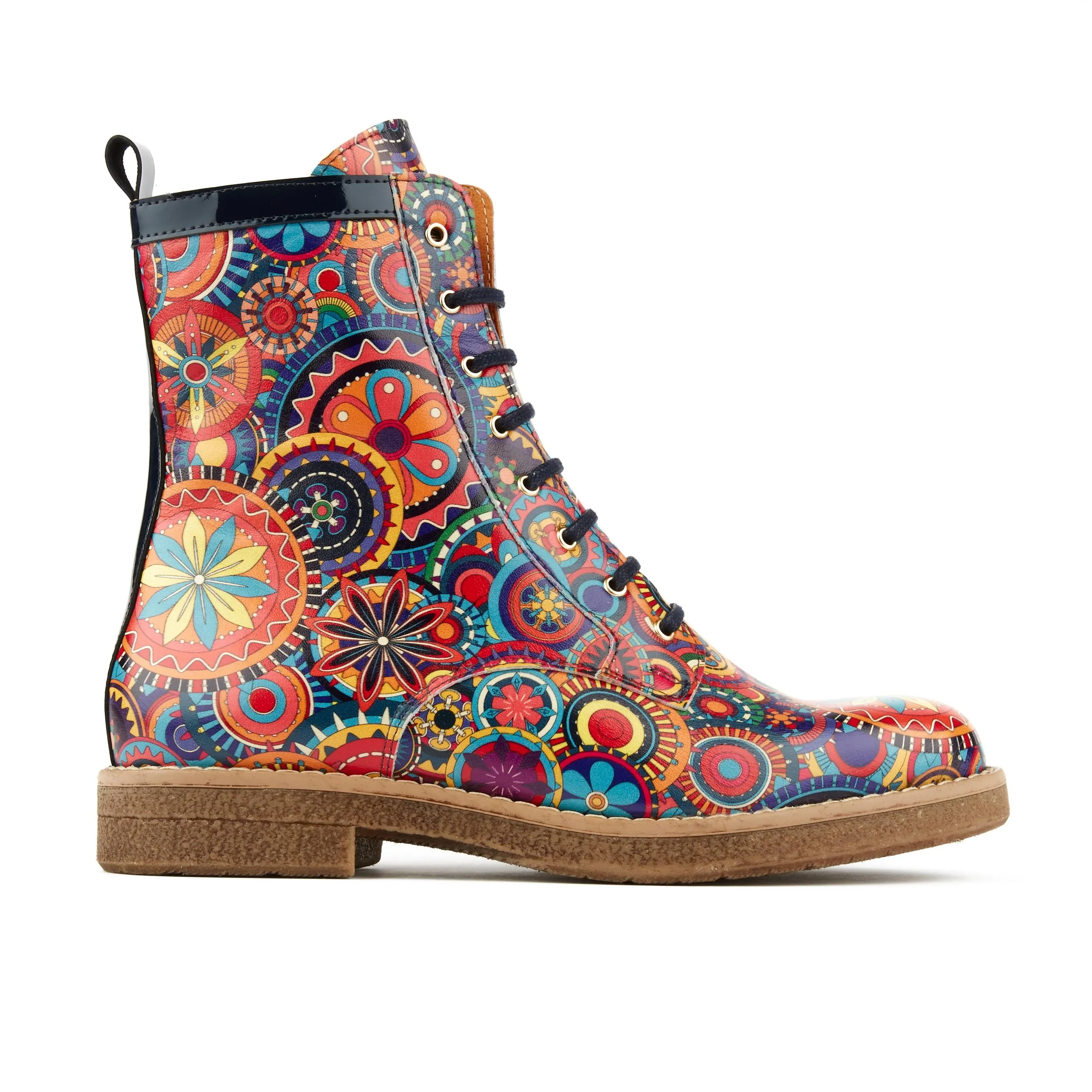 TRAVELLER SIGNATURE - Women's higher ankle leather boot in multicolour pattern