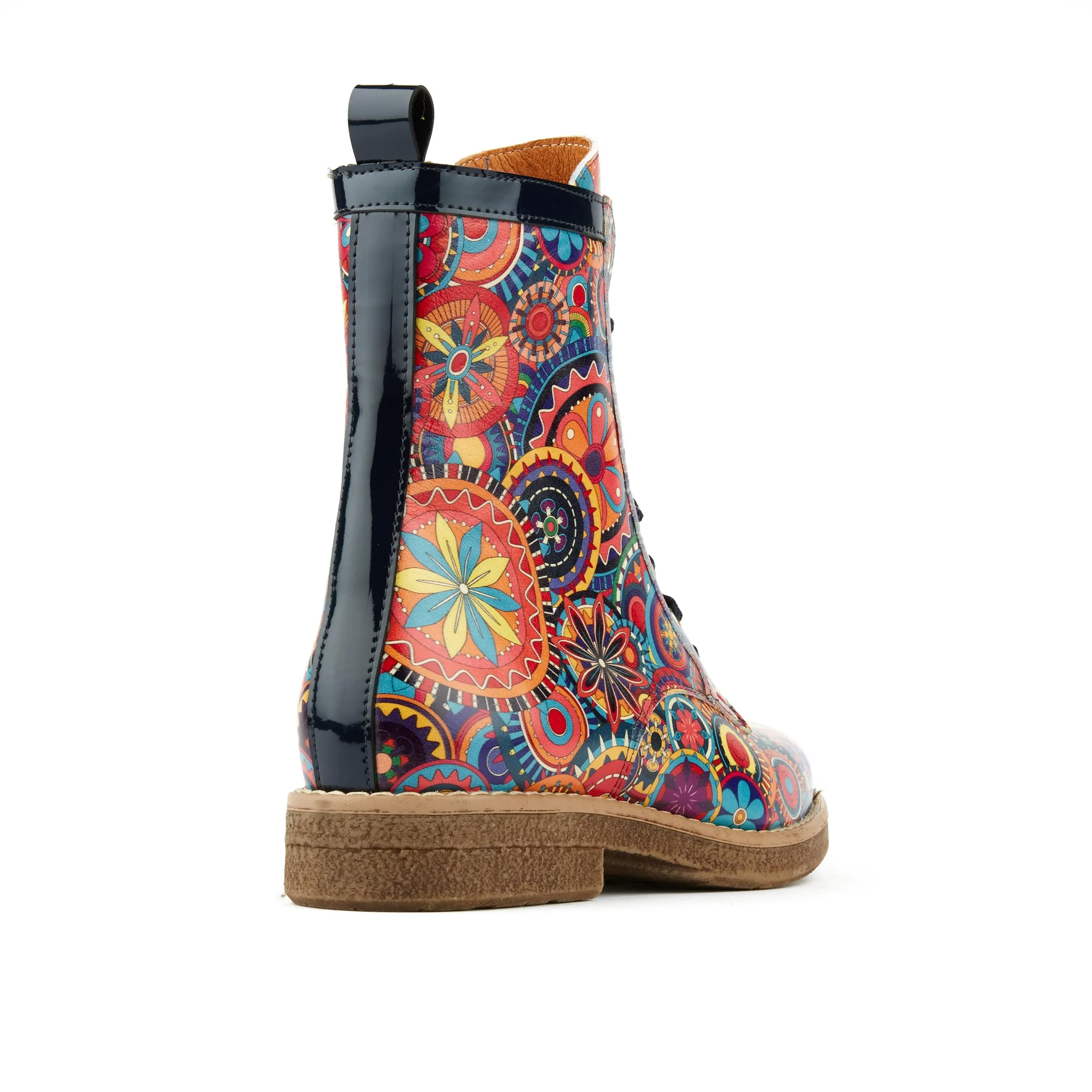 TRAVELLER SIGNATURE - Women's higher ankle leather boot in multicolour pattern