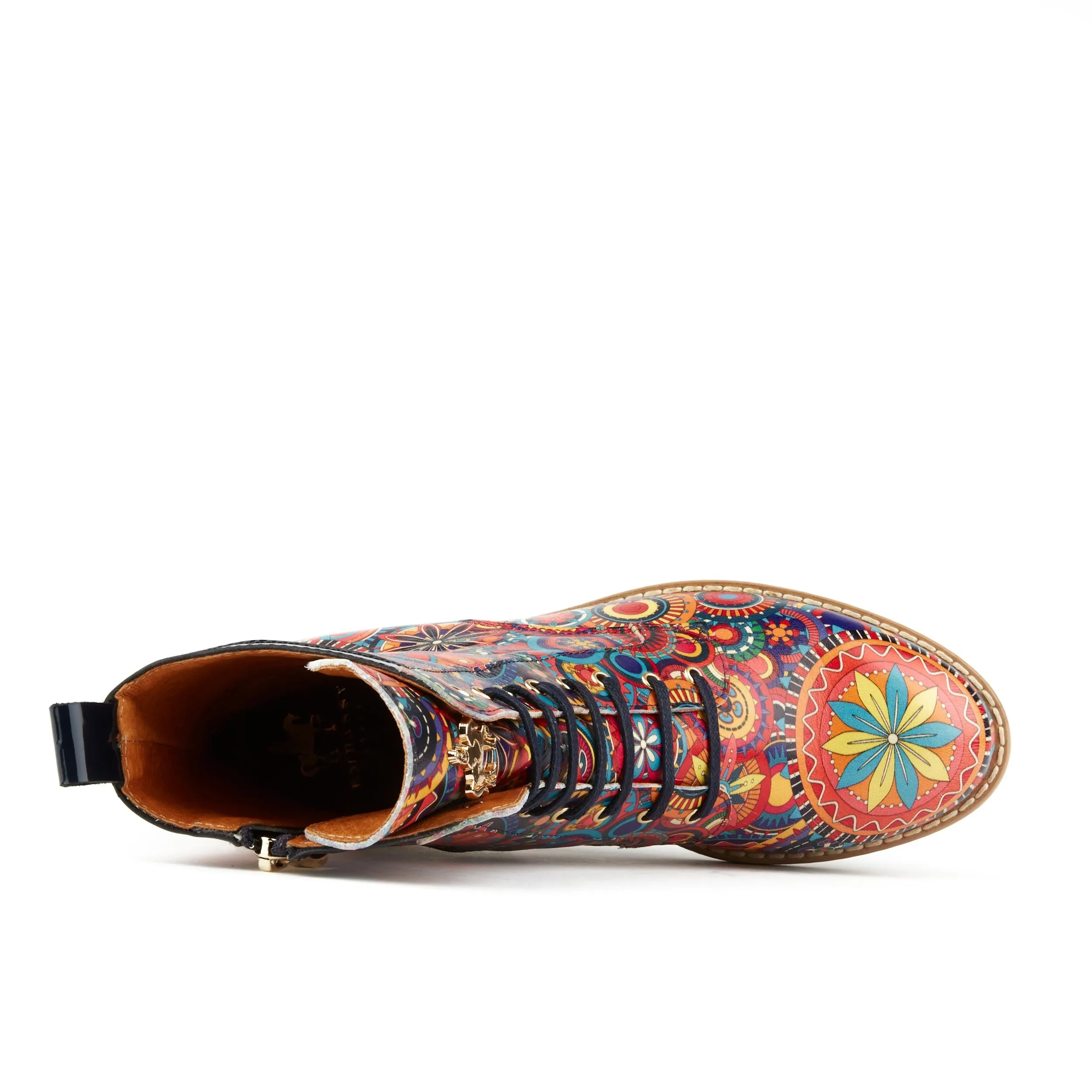 TRAVELLER SIGNATURE - Women's higher ankle leather boot in multicolour pattern