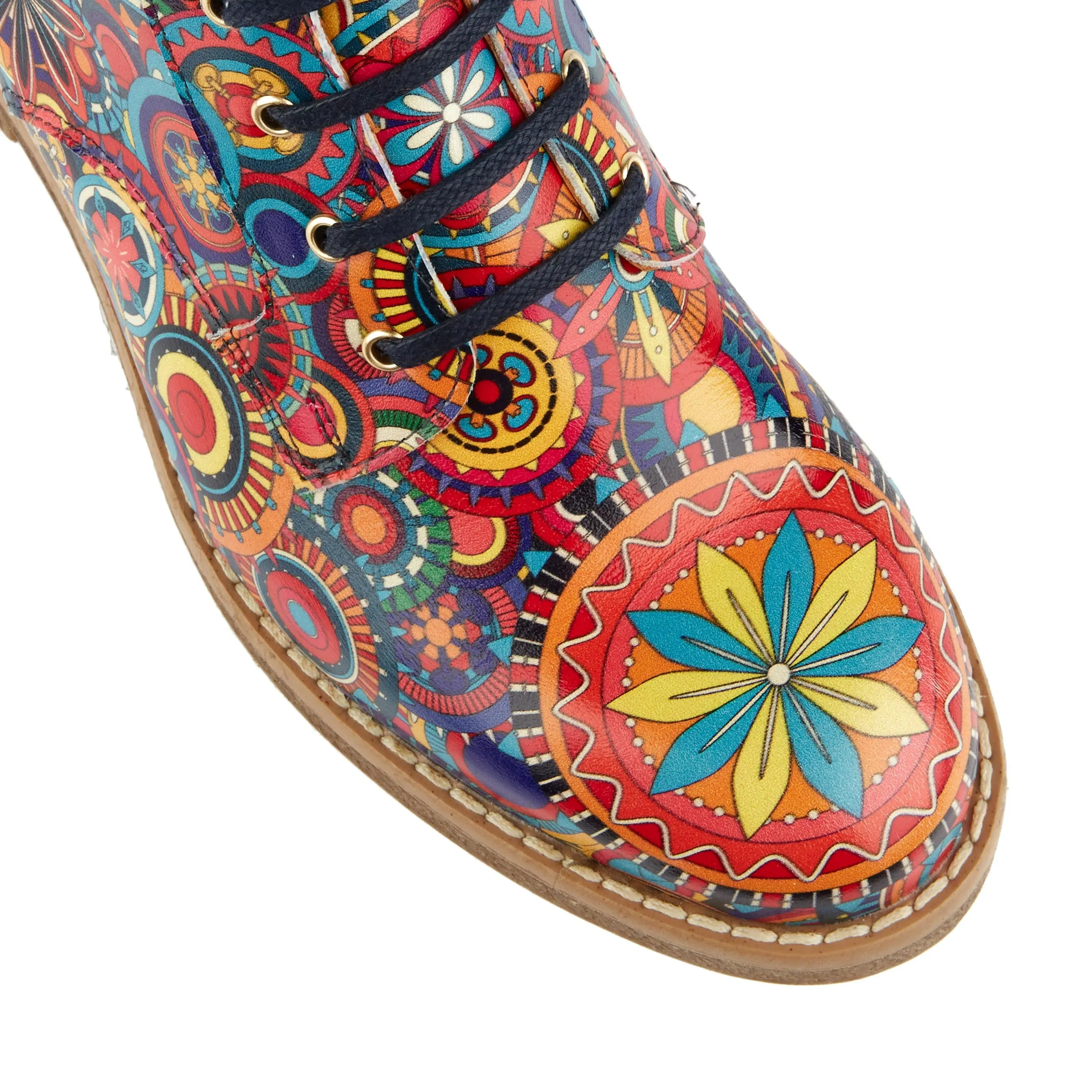 TRAVELLER SIGNATURE - Women's higher ankle leather boot in multicolour pattern