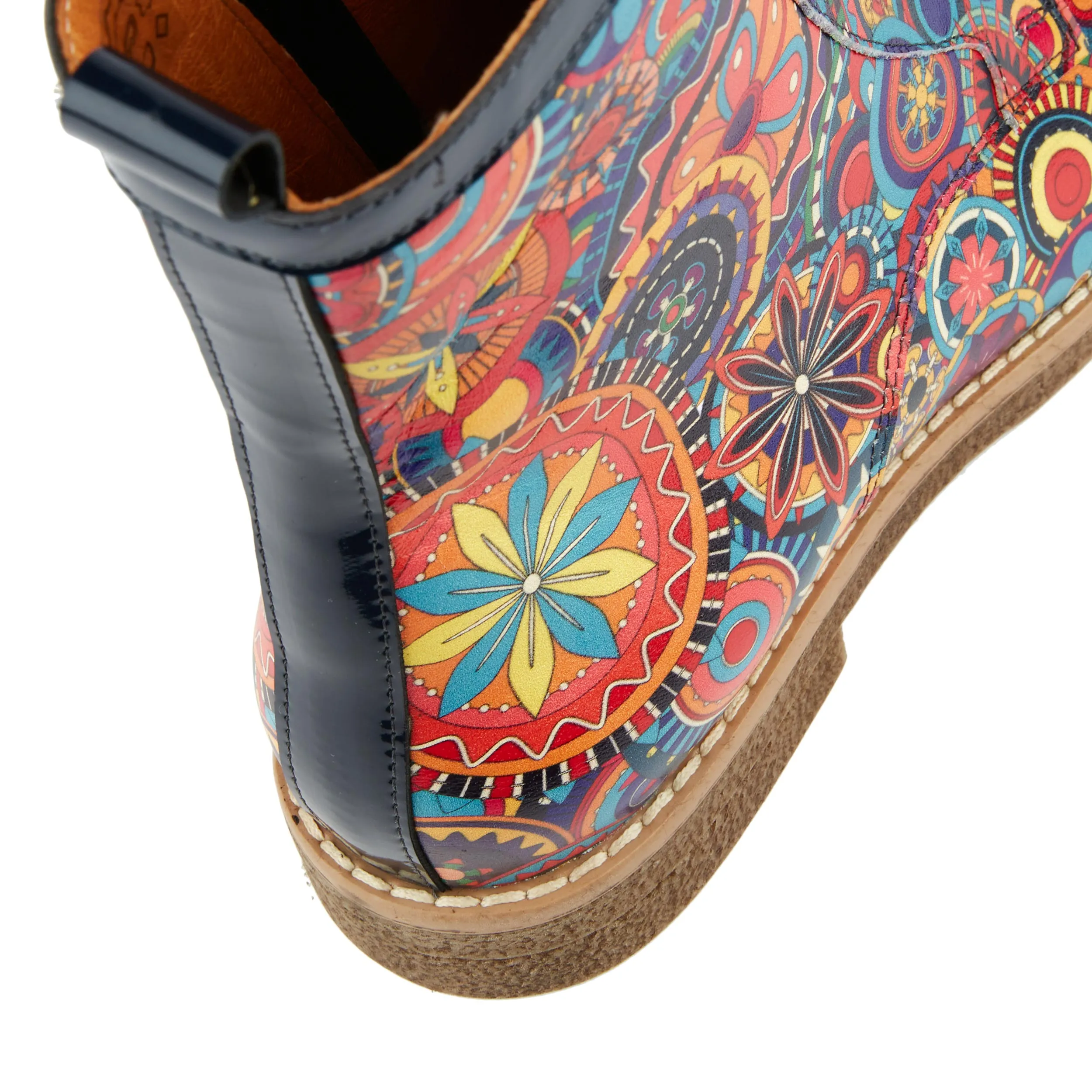 TRAVELLER SIGNATURE - Women's higher ankle leather boot in multicolour pattern