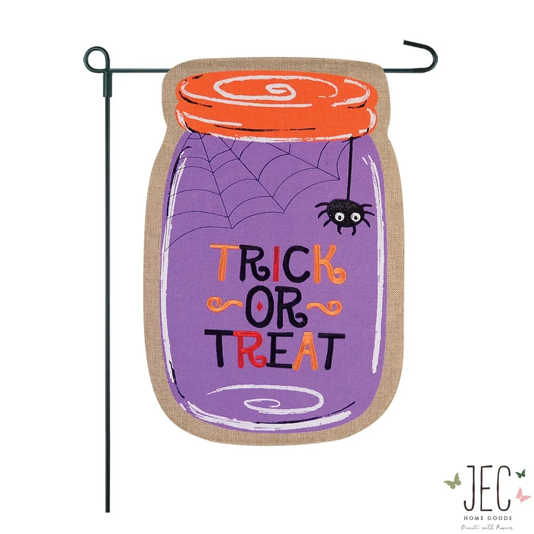 Trick or Treat Mason Jar Burlap 2-Sided Garden Flag