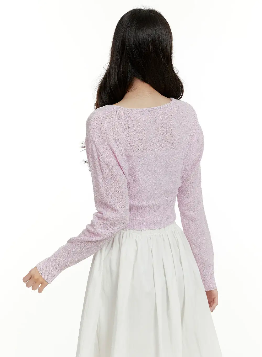 V-Neck Sheer Crop Sweater OA405