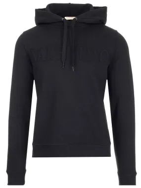 Valentino Logo Embossed Drawstring Hoodie