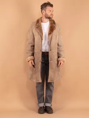 Vintage 70's Men Sheepskin Coat in Beige