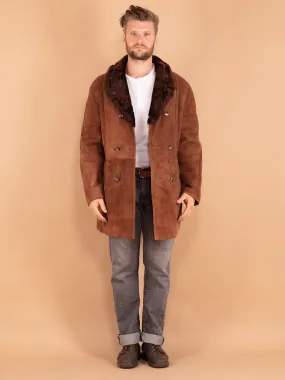 Vintage 70's Men Sheepskin Coat in Brown